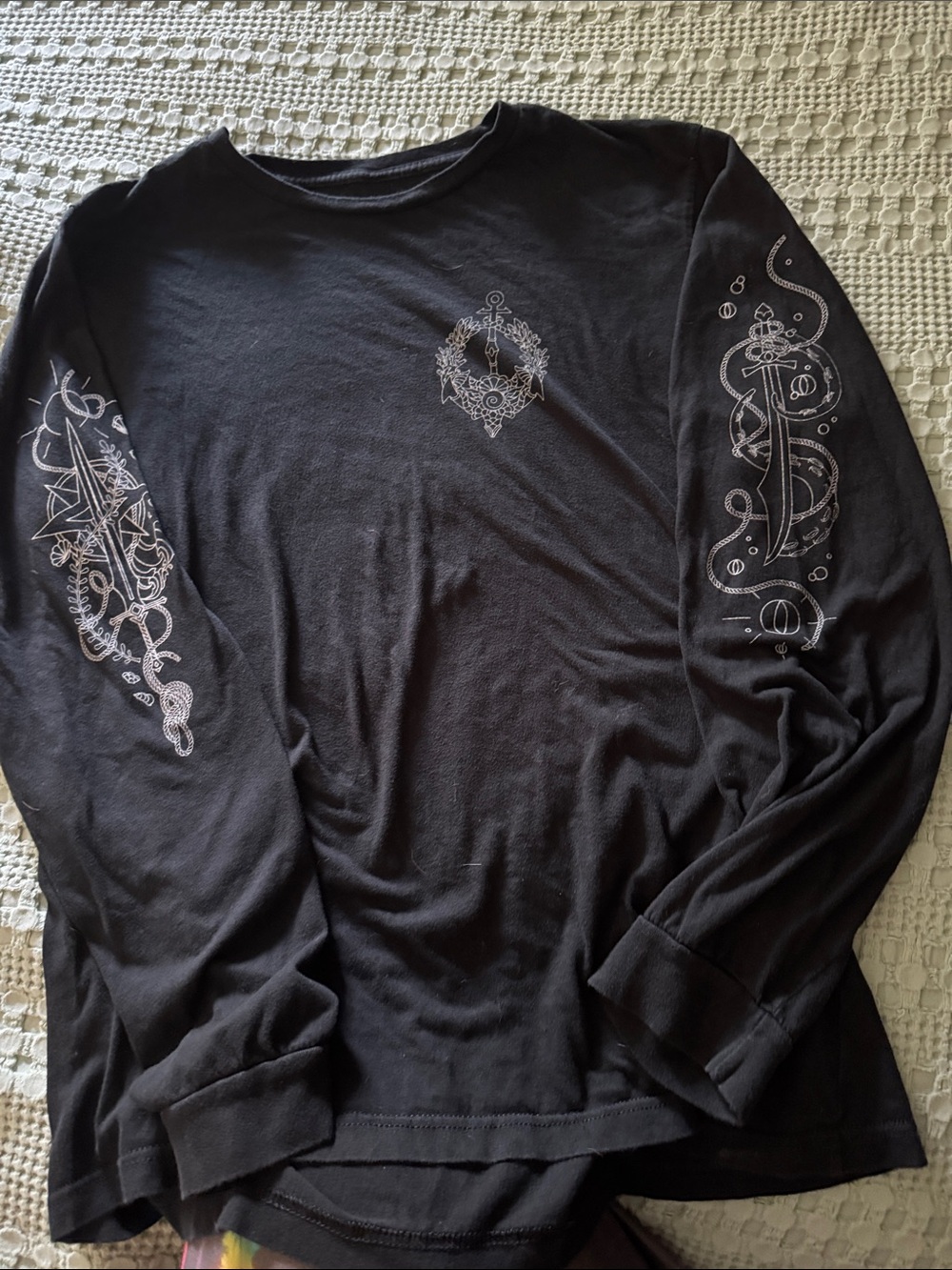 Black Long Sleeve Graphic Tee with White Sleeve Art Fjord Critical Role